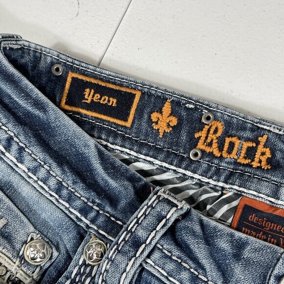 Rock Revival Yeon Denim Shorts Womens Size 26 Light Wash Bermuda Cotton Stretch - Picture 5 of 15